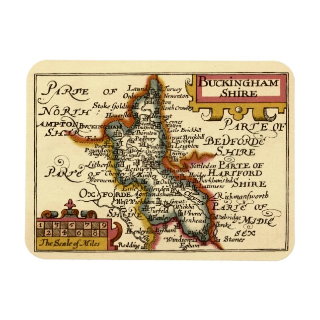 Magnet Flexible Buckinghamshire Comté Angleterre Ancien Antiquaire (Horizontal)