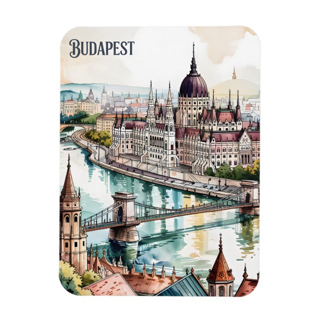 Magnet Flexible Budapest Hongrie Parlement Rivière Danube Skyline (Vertical)