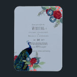Magnet Flexible Budget Mariage de automne d'hiver Peacock Bleu Bou<br><div class="desc">Magnifique Peacock avec Turquoise et bleu, fleurs bordeaux, feuilles sauge vert cet automne, automne, articles de mariage d'hiver. Une partie d'une collection plus grande qui comprend des invitations à des mariages à prix réduit, des dates de remise, des RSVP, des remerciements aux cartes photos, des cadeaux de mariage et de...</div>