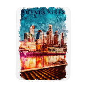 Magnet Flexible Buenos Aires Argentine Skyline par nuit City View
