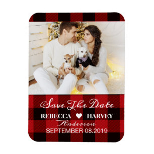 Magnet Flexible buffalo plaid mariage rustique d'hiver enregistrer