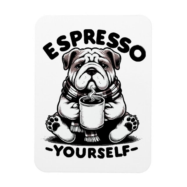 Magnet Flexible Bulldog au café chaud (Vertical)