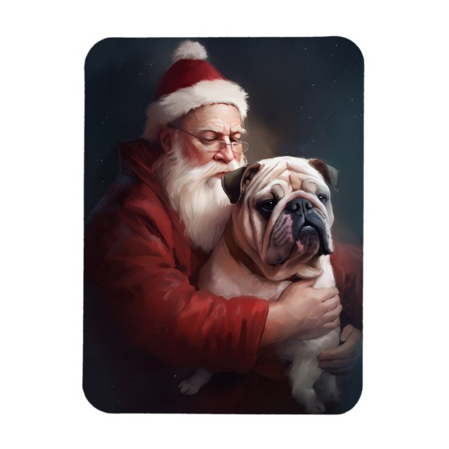 Magnet Flexible Bulldog avec Noël Festif du Père Noël (Vertical)