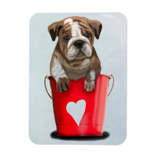 Magnet Flexible Bulldog Bucket Of Love Red 2