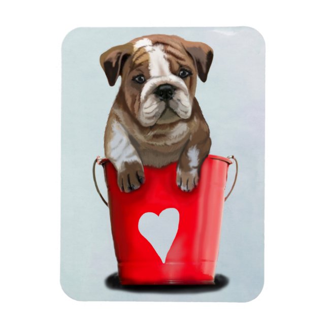 Magnet Flexible Bulldog Bucket Of Love Red 2 (Vertical)