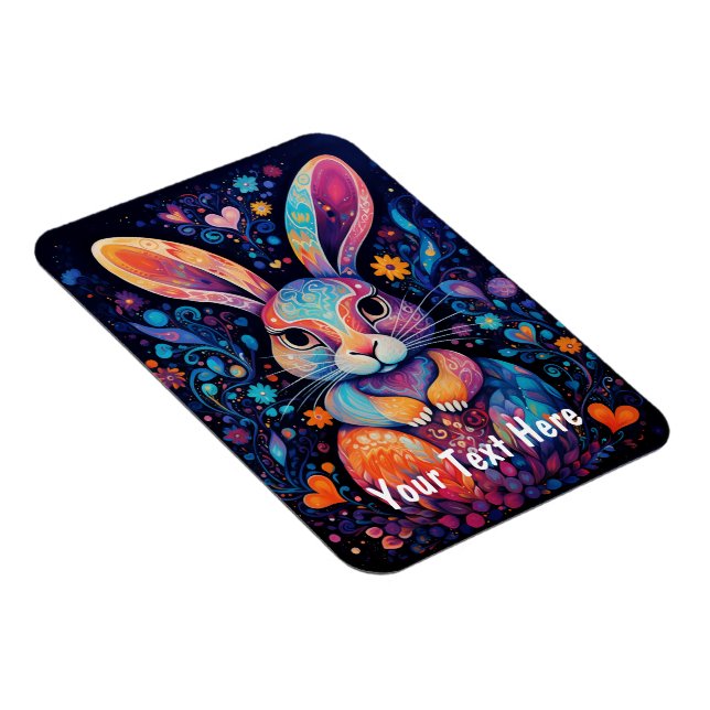 Magnet Flexible Bunny coloré Texte personnalisé (Côté Droit)