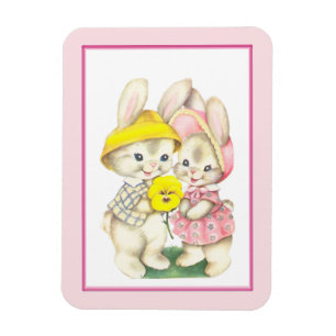 Magnet Flexible Bunny de Pâques Vintage