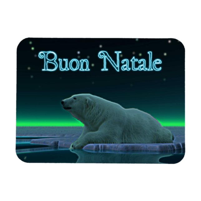Magnet Flexible Buon Natale - Ours polaire à bord de glace (Horizontal)