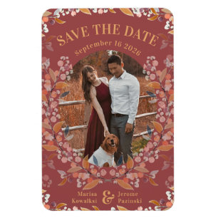 Magnet Flexible Burgundy Berry Gold encadré photo Enregistrer la d