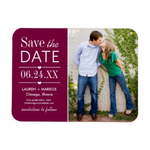 Magnet Flexible Burgundy Save the Date photo à panneau partagé