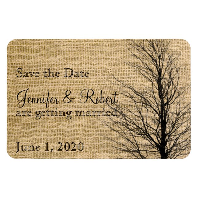 Magnet Flexible Burlap et Birch Posh Wedding Enregistrer la date (Horizontal)
