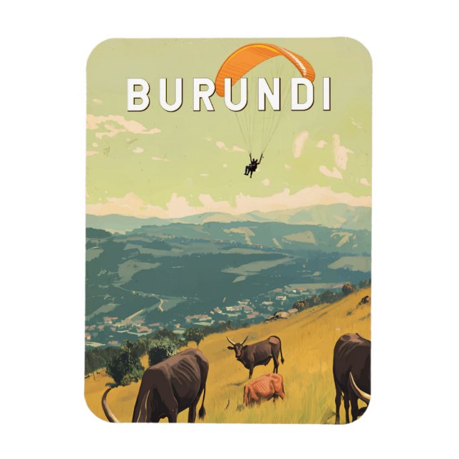 Magnet Flexible Burundi Illustration Voyage Art Vintage (Vertical)
