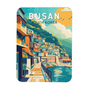 Magnet Flexible Busan Corée du Sud Voyage Art Vintage