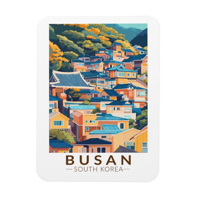 Magnet Flexible Busan Gamcheon Culture Village Travel Art Vintage (Vertical)