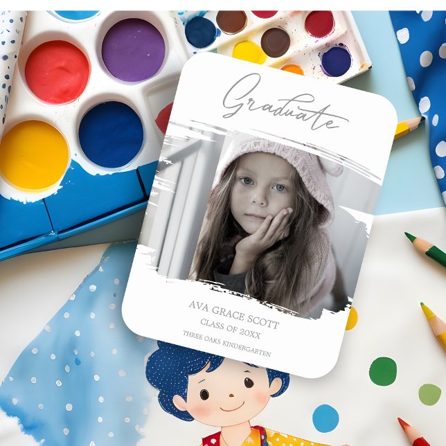 Magnet Flexible Bushstroke Cute Calligraphy Graduation Pré K Photo (Brushstroke Cute Calligraphy Graduation Pre K Photo Magnet.)
