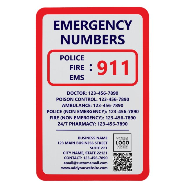 Magnet Flexible Business Emergency Numbers (Vertical)