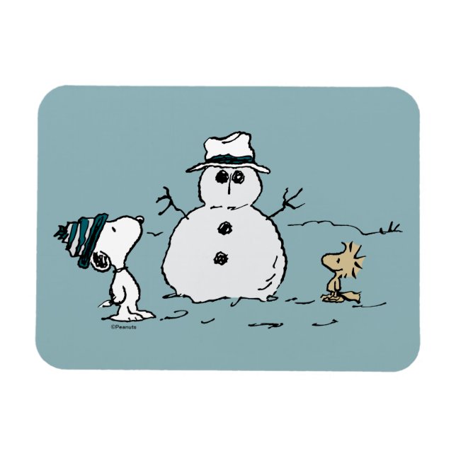 Magnet Flexible cacahuètes | Snoopy & Woodstock Build A Snowman (Horizontal)