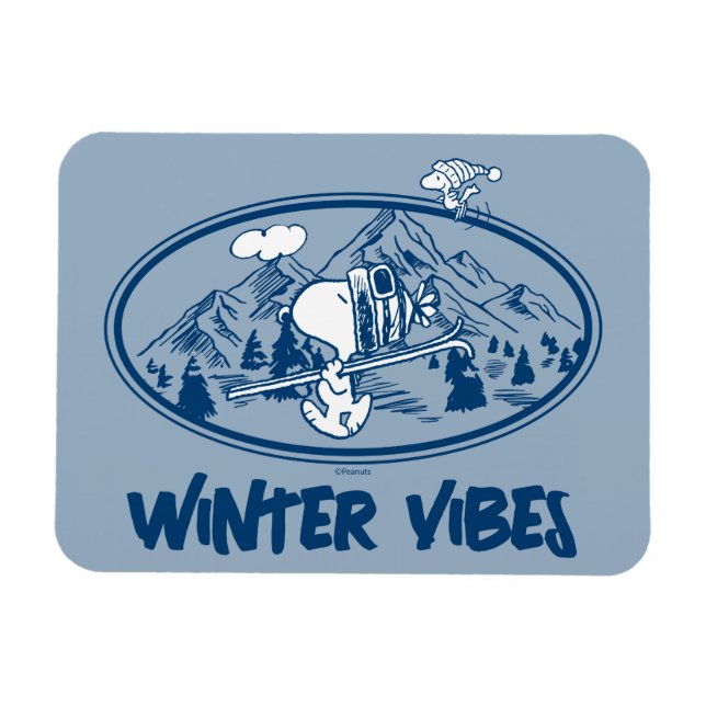 Magnet Flexible cacahuètes | Snoopy & Woodstock Skiing (Horizontal)