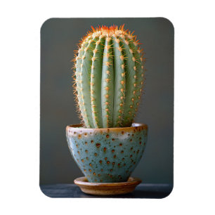 Magnet Flexible Cactus vert dans un pot en céramique Turquoise pho