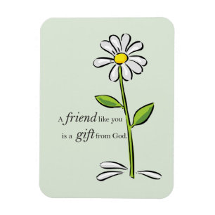 Magnet Flexible Cadeau d'ami de Dieu, Marguerite sur fond vert, Re