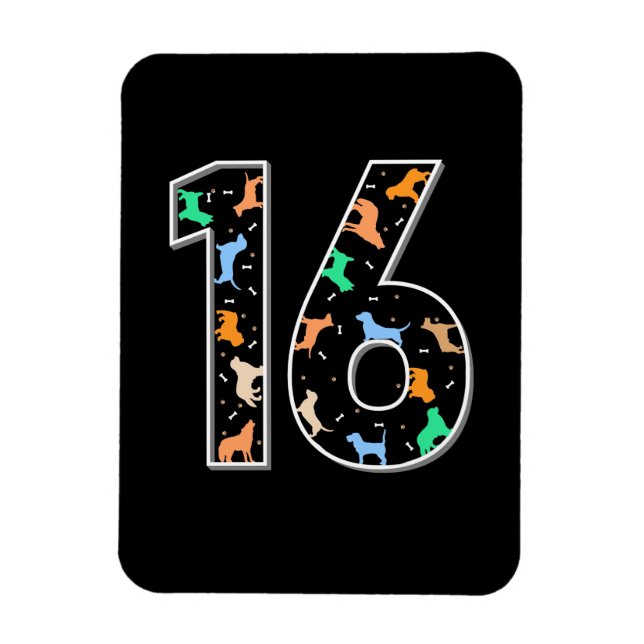 Magnet Flexible Cadeau d'anniversaire | 16e anniversaire avec chie (Vertical)