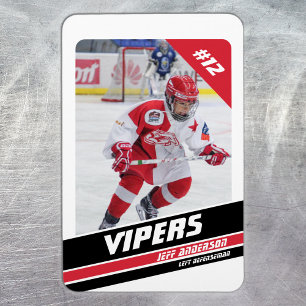 Magnet Flexible Cadeau de hockey sur fond rouge blanc vigoureux