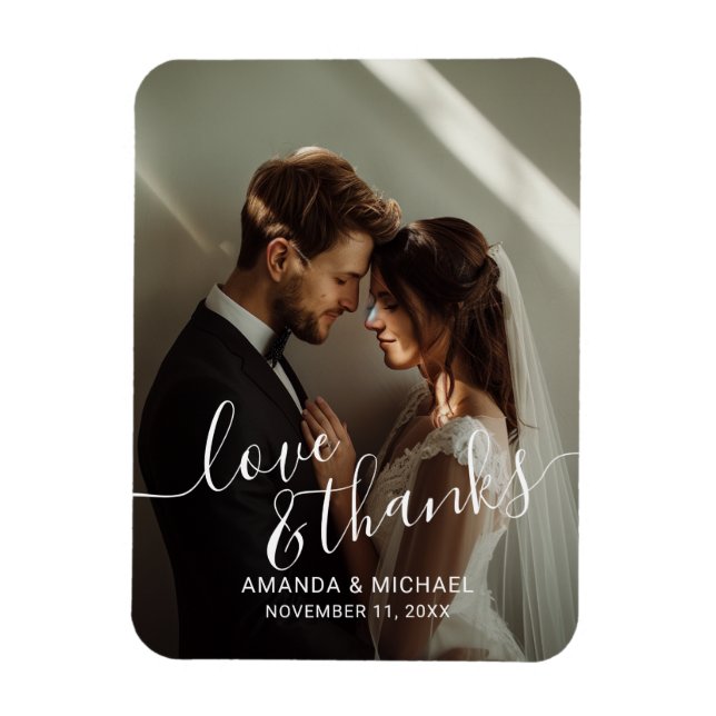 Magnet Flexible Cadeau de mariage personnalisé avec photo "Amour & (Vertical)
