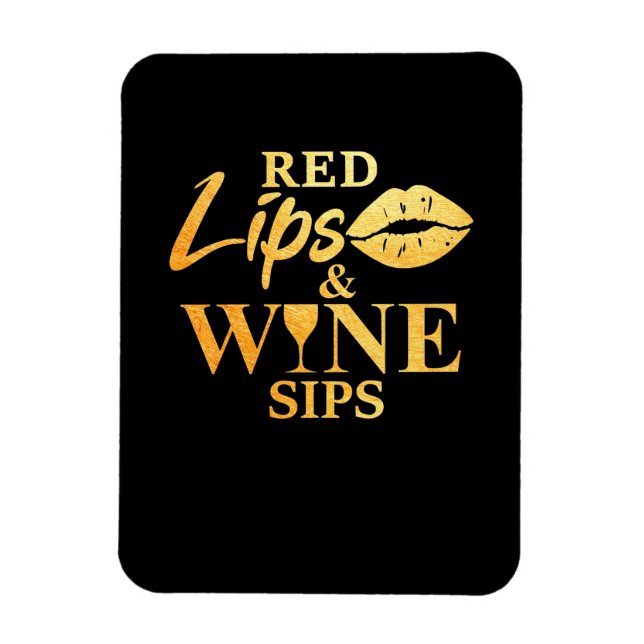 Magnet Flexible Cadeau de Noël | Lèvres Rouges Et Gorgées de Vin (Vertical)