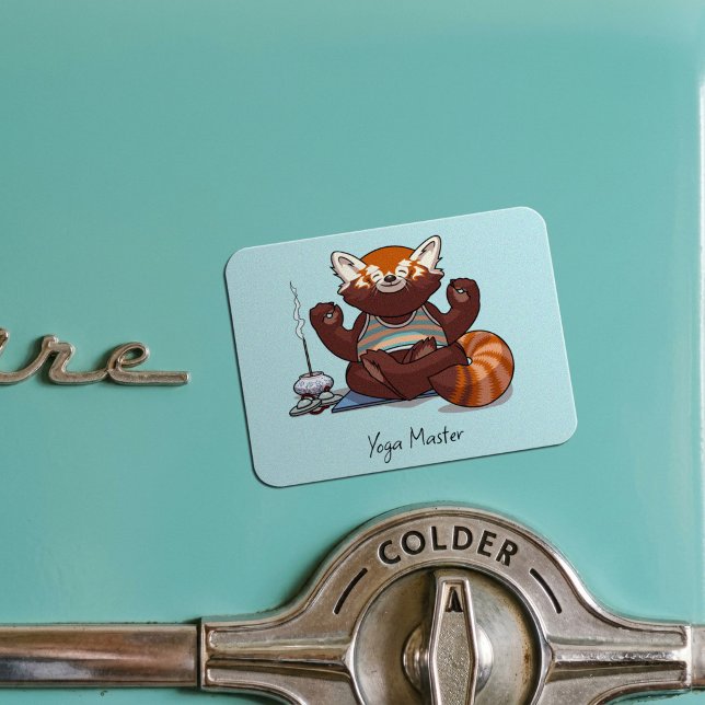 Magnet Flexible Cadeau de professeur de yoga de Panda roux Art ani (Créateur téléchargé)