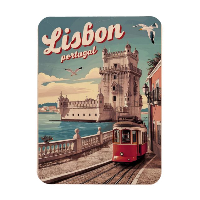 Magnet Flexible cadeau de tramway vintage lisbon portugal (Vertical)