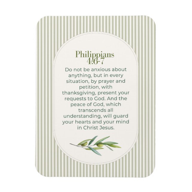 Magnet Flexible Cadeau d'encouragement chrétien Philippiens 4:6–7 (Vertical)