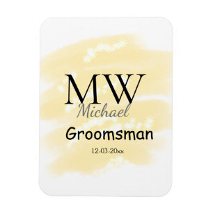 Magnet Flexible Cadeau pour garçons d'honneur glitter jaune ajoute