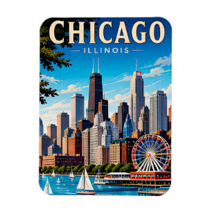 Magnet Flexible Cadeau souvenir de Chicago États-Unis