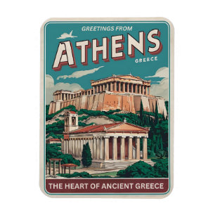 Magnet Flexible cadeaux de la capitale Athènes de la Grèce vintage