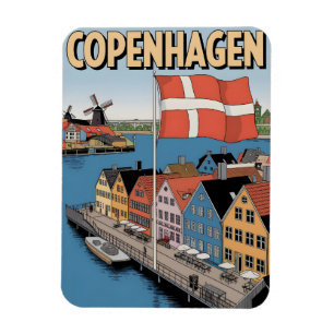 Magnet Flexible Cadeaux de maisons colorées de Copenhague vintage