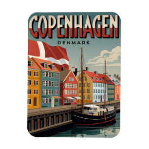Magnet Flexible Cadeaux de maisons colorées de Copenhague vintage