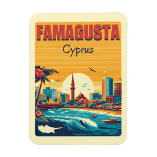 Magnet Flexible Cadeaux de plage de Famagouste de voyage rétro Chy