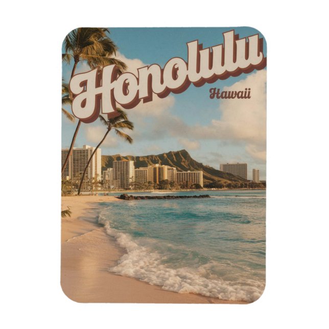 Magnet Flexible Cadeaux de plage tropicale d'Honolulu, Hawaï (Vertical)