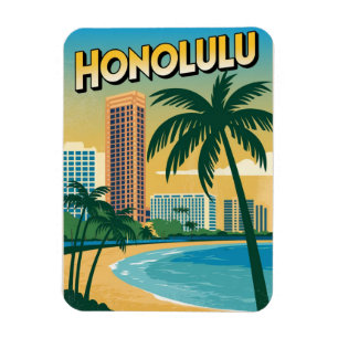 Magnet Flexible Cadeaux de plage tropicale d'Honolulu, Hawaï