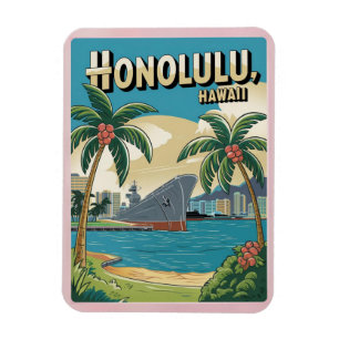 Magnet Flexible Cadeaux de plage tropicale d'Honolulu, Hawaï