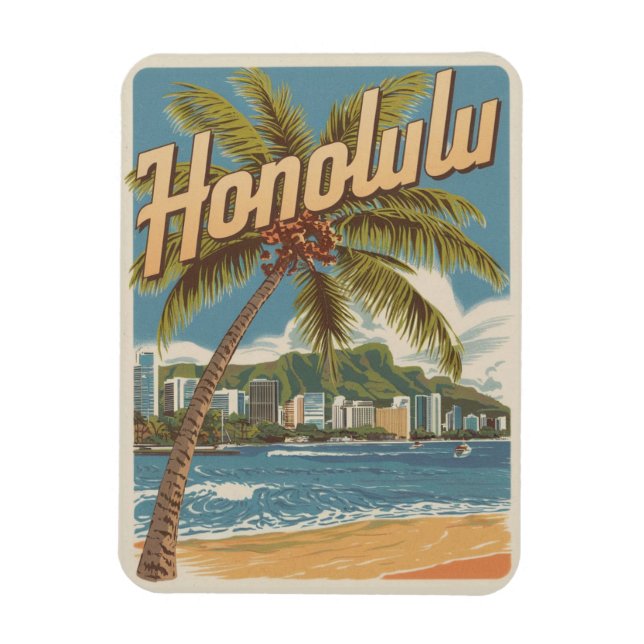 Magnet Flexible Cadeaux de plage tropicale d'Honolulu, Hawaï (Vertical)
