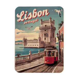 Magnet Flexible Cadeaux de tramway de voyage vintage lisbonne port