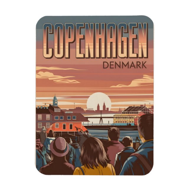 Magnet Flexible Cadeaux de voyage à Copenhague au coucher du solei (Vertical)