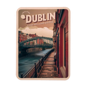 Magnet Flexible Cadeaux de voyage de la ville vintage de Dublin, R