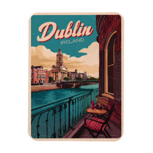 Magnet Flexible Cadeaux de voyage de la ville vintage de Dublin, R