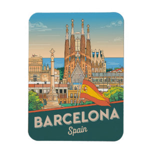Magnet Flexible Cadeaux de voyage vintage barcelone sagrada famili