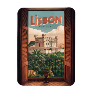 Magnet Flexible Cadeaux de voyage vintage Lisbonne Portugal, vue s