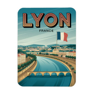 Magnet Flexible Cadeaux de voyage vintage LYON ville française Rhô