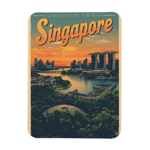 Magnet Flexible Cadeaux de voyage vintage Singapour Marina Bay San