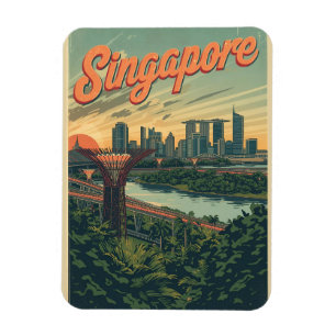 Magnet Flexible Cadeaux de voyage vintage Singapour Marina Bay San
